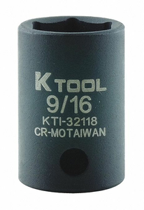 IMPACT SOCKET SAE 9/16IN. 1-3/16IN.L HEX by KTI IMPACT SOCKET SAE 9/16IN. 1-3/16IN.L HEX by KTI