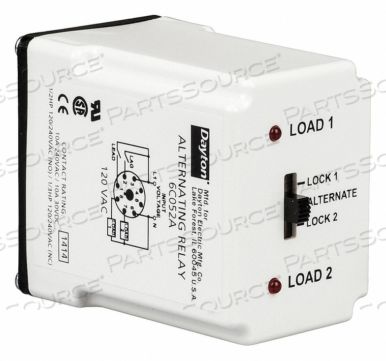 ALTERNATING RELAY 24VAC DPDT CROSS-WIRED by DAYTON ELECTRIC MANUFACTURING CO ALTERNATING RELAY 24VAC DPDT CROSS-WIRED by DAYTON ELECTRIC MANUFACTURING CO