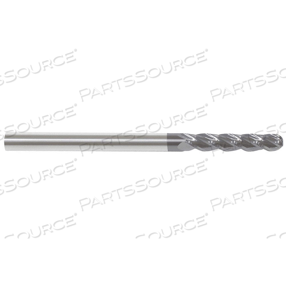 BALL END MILL, 4 FLUTES, 1/2 IN MILLING DIA., 3 IN LG OF CUT, 6 IN OVERALL LG by Approved Vendor