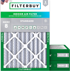 PLEATED HVAC FURNACE AIR FILTER, MERV 8, 19.5X22X4, PACKAGE OF 3 by Filterbuy, Inc.