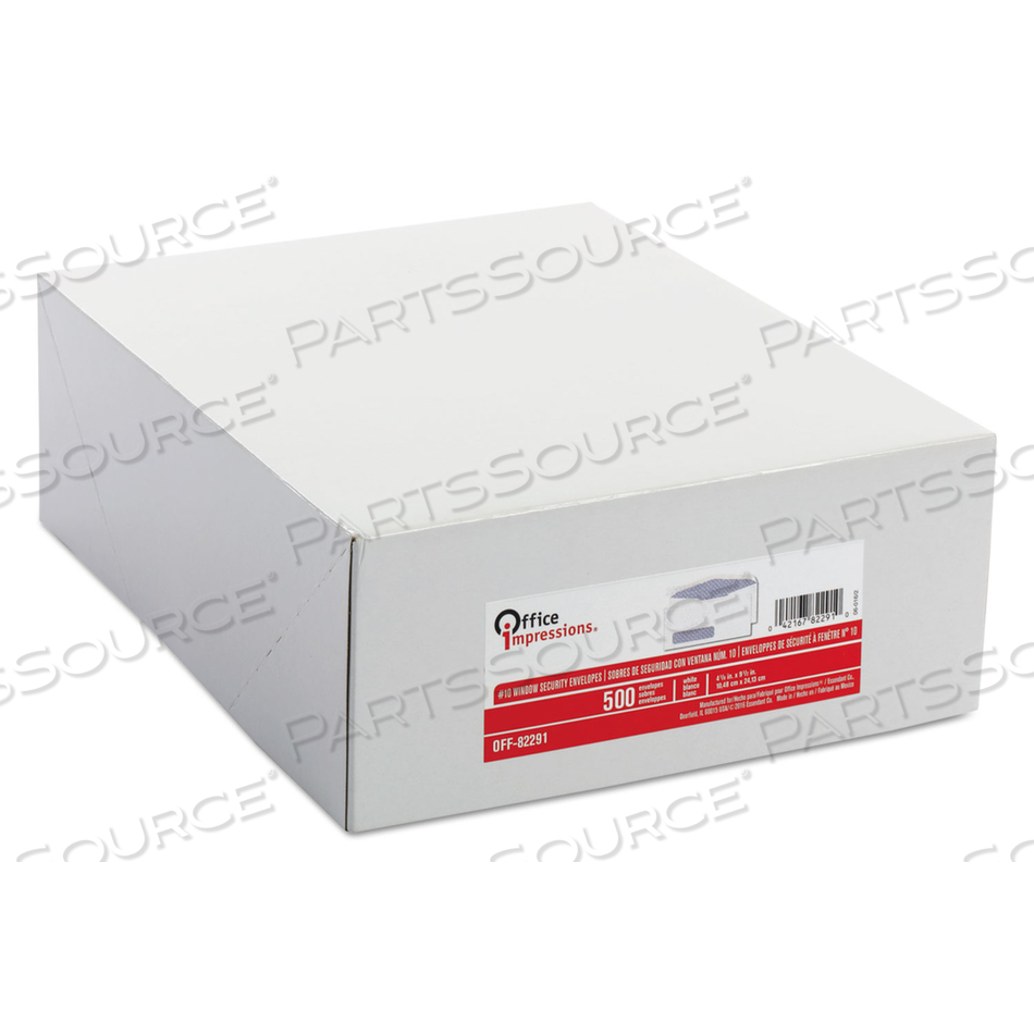 #10 TRADE SIZE SECURITY TINT ENVELOPE, COMMERCIAL FLAP, GUMMED CLOSURE, 4.13 X 9.5, WHITE by Office Impressions #10 TRADE SIZE SECURITY TINT ENVELOPE, COMMERCIAL FLAP, GUMMED CLOSURE, 4.13 X 9.5, WHITE by Office Impressions