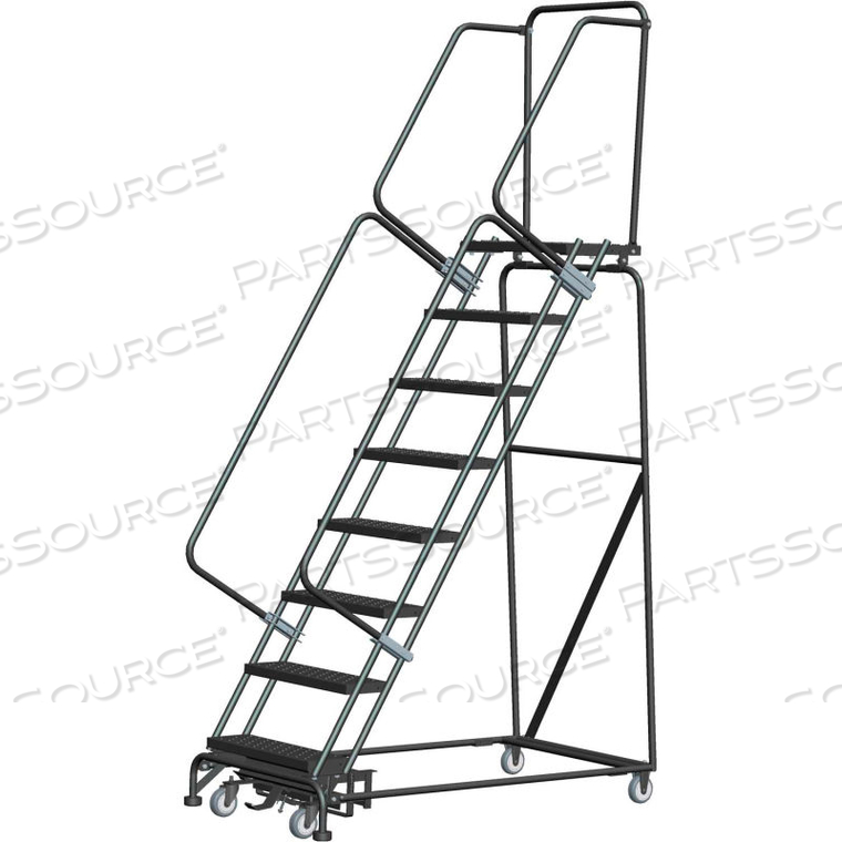 5 STEP STEEL SAFETY ROLLING LADDER W/ WEIGHT ACTUATED LOCK STEP 16"W SERRATED STEP by Ballymore 5 STEP STEEL SAFETY ROLLING LADDER W/ WEIGHT ACTUATED LOCK STEP 16"W SERRATED STEP by Ballymore