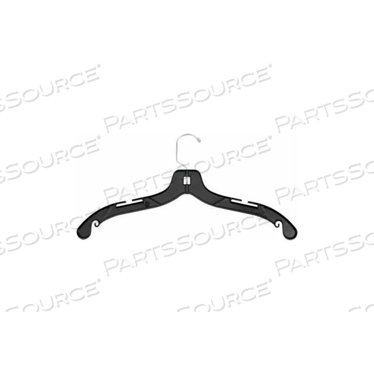 NAHANCO DRESS HANGER W/CHROME HOOK-MEDIUM HEAVY WEIGHT, 17"L, PLASTIC-BK, PKG QTY 100 by National Hanger Company Inc.