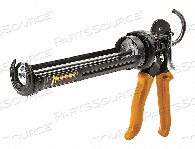 CAULK GUN, THRUST RATIO 26:1, FOR CONTAINER SIZE 10 OZ, BARREL MATERIALS STEEL, FRAME STYLE REVOLVING HALF BARREL, GRIP STYLE STANDARD, MATE by Newborn