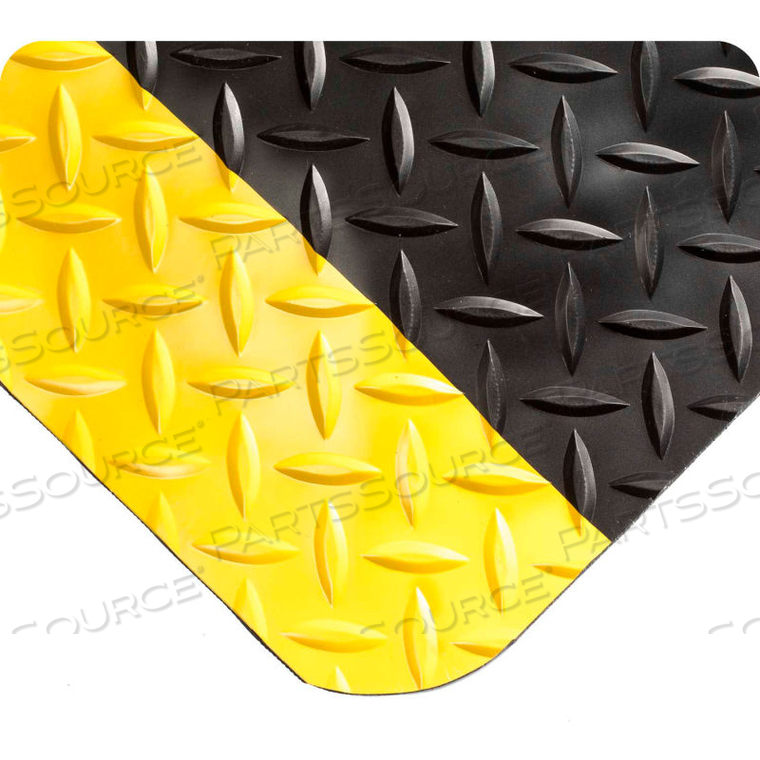 WEARWELL SMART DIAMOND-PLATE ANTI FATIGUE MAT 5/8" THICK 2' X 75' BLACK/YELLOW BORDER by Tennesee Mat Co