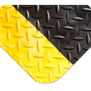 WEARWELL SMART DIAMOND-PLATE ANTI FATIGUE MAT 5/8" THICK 2' X 75' BLACK/YELLOW BORDER by Tennesee Mat Co