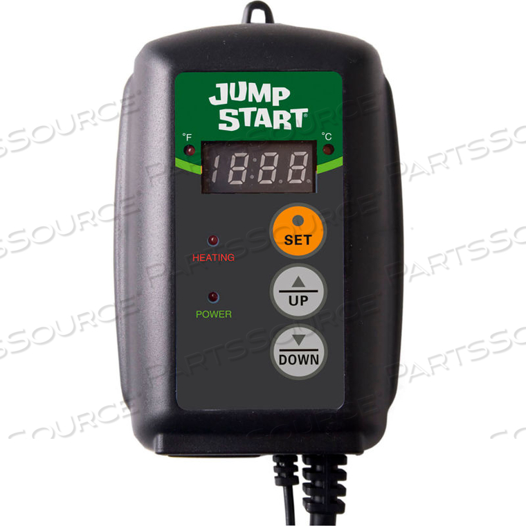 JUMP START DIGITAL TEMPERATURE CONTROLLER FOR HYDROPONIC SEEDING HEAT MATS 120V, 1000W by Hydrofarm, Inc