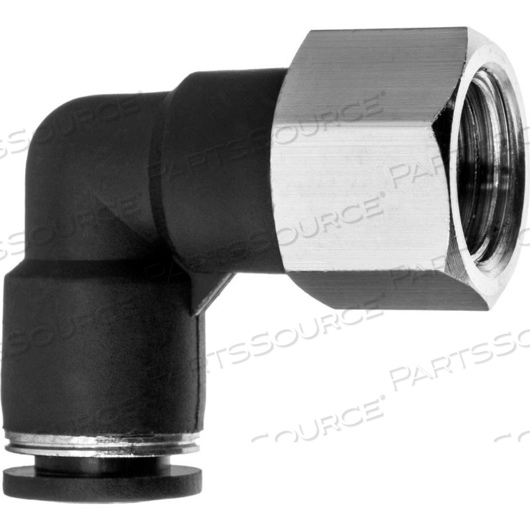 PUSH TO CONNECT TUBE FITTING - NYLON - 90 DEGREE ELBOW ADAPTER - 3/8" TUBE OD X 1/2" NPT FEMALE 