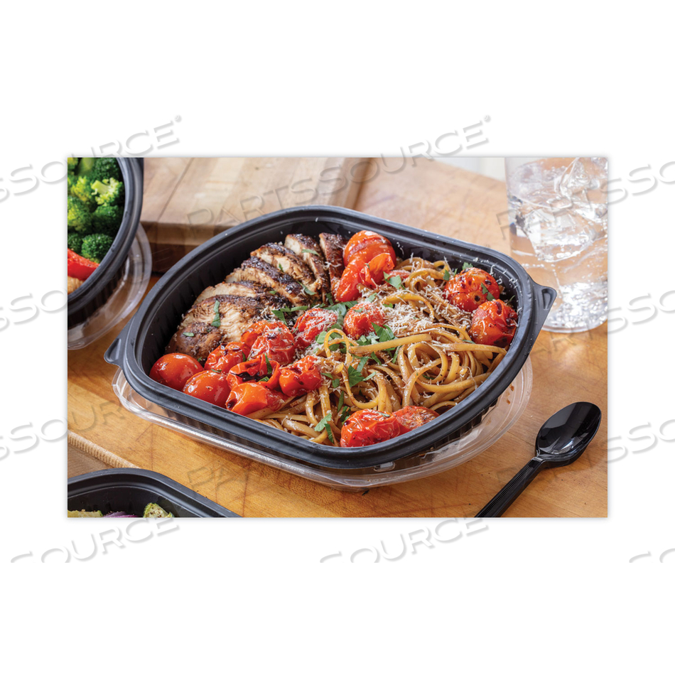 CLEARVIEW MICROMAX MICROWAVABLE CONTAINER, 36 OZ, 9.38 X 8 X 1.5, BLACK, PLASTIC by Pactiv CLEARVIEW MICROMAX MICROWAVABLE CONTAINER, 36 OZ, 9.38 X 8 X 1.5, BLACK, PLASTIC by Pactiv