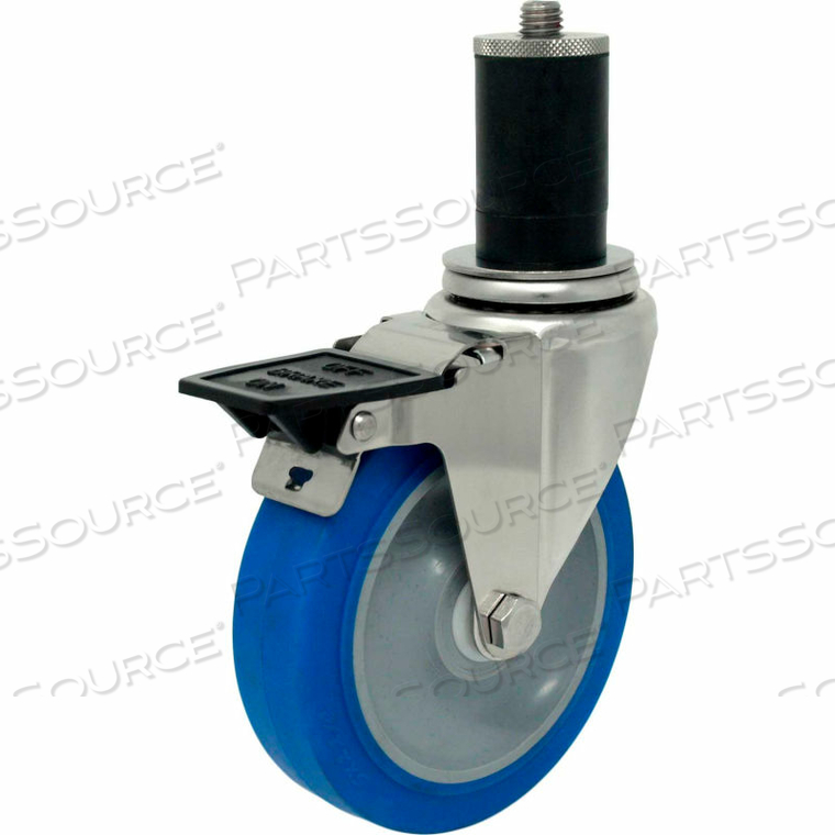 CASTERS SWIVEL EXPANSION STEM CASTER - 5"DIA. NOMADIC, DERLIN BEARING, TOP LK BRK by Superior Casters, Inc.