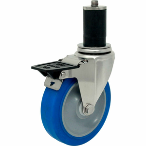 CASTERS SWIVEL EXPANSION STEM CASTER - 5"DIA. NOMADIC, DERLIN BEARING, TOP LK BRK by Superior Casters, Inc.