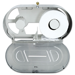 TOILET TISSUE 2 ROLL DISPENSER, JUMBO, 20.81 X 5.31 X 11.38, SATIN-FINISH STAINLESS STEEL by Bobrick Washroom Equipment, Inc TOILET TISSUE 2 ROLL DISPENSER, JUMBO, 20.81 X 5.31 X 11.38, SATIN-FINISH STAINLESS STEEL by Bobrick Washroom Equipment, Inc