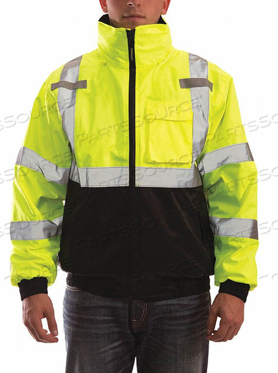 BOMBER 3.1 HI-VIS HOODED JACKET, ZIPPER, FLUORESCENT YELLOW/GREEN/BLACK, XL by Tingley Rubber
