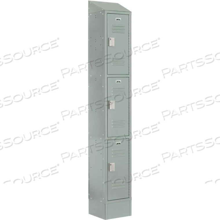 LOCKUP TRIPLE TIER 3 DOOR ELECTRONIC LOCKER W/LOUVER DOORS, 12"WX18"DX24"H, GRAY, ASSEMBLED by Digilock LOCKUP TRIPLE TIER 3 DOOR ELECTRONIC LOCKER W/LOUVER DOORS, 12"WX18"DX24"H, GRAY, ASSEMBLED by Digilock