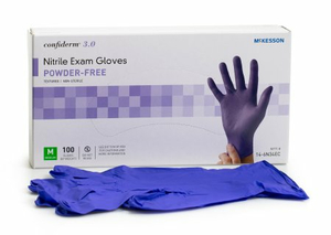 CONFIDERM® 3.0 NITRILE STANDARD CUFF LENGTH EXAM GLOVE, MEDIUM, BLUE (100 PER BOX) by McKesson