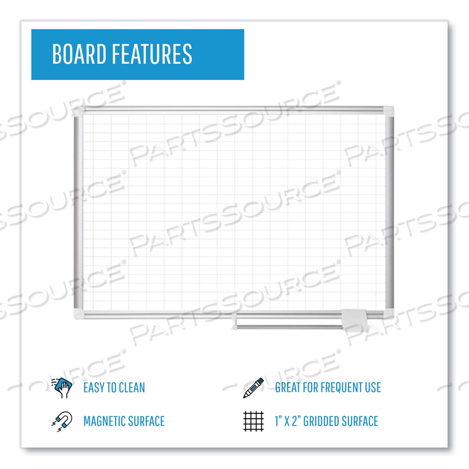 GRID PLANNING BOARD, 1 X 2 GRID, 72 X 48, WHITE/SILVER by MasterVision