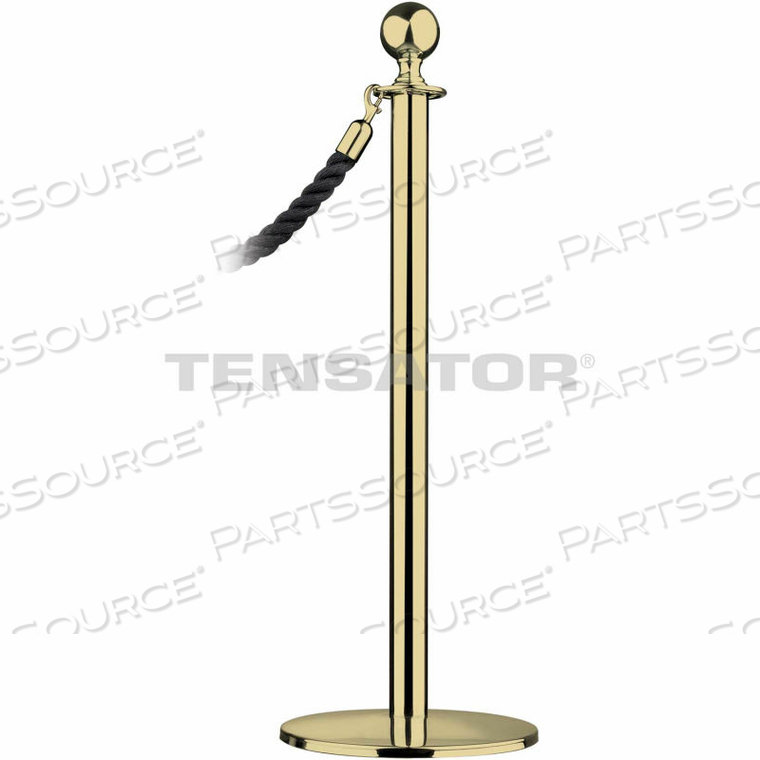 TENSATOR POST ROPE SAFETY CROWD CONTROL QUEUE STANCHION UNIVERSAL SPHERE, POLISHED BRASS 