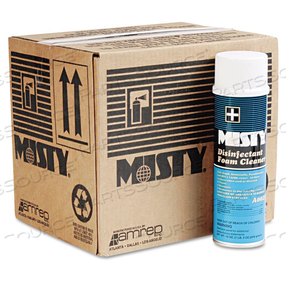 DISINFECTANT FOAM CLEANER, 19 OZ. AEROSOL SPRAY, 12 CANS/CASE by Misty