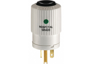 STRAIGHT BLADE PLUG, 5-20P, 20 A, 125V AC, WHITE, 2 POLES, SCREW TERMINALS, HOSPITAL GRADE by Hubbell Power Systems