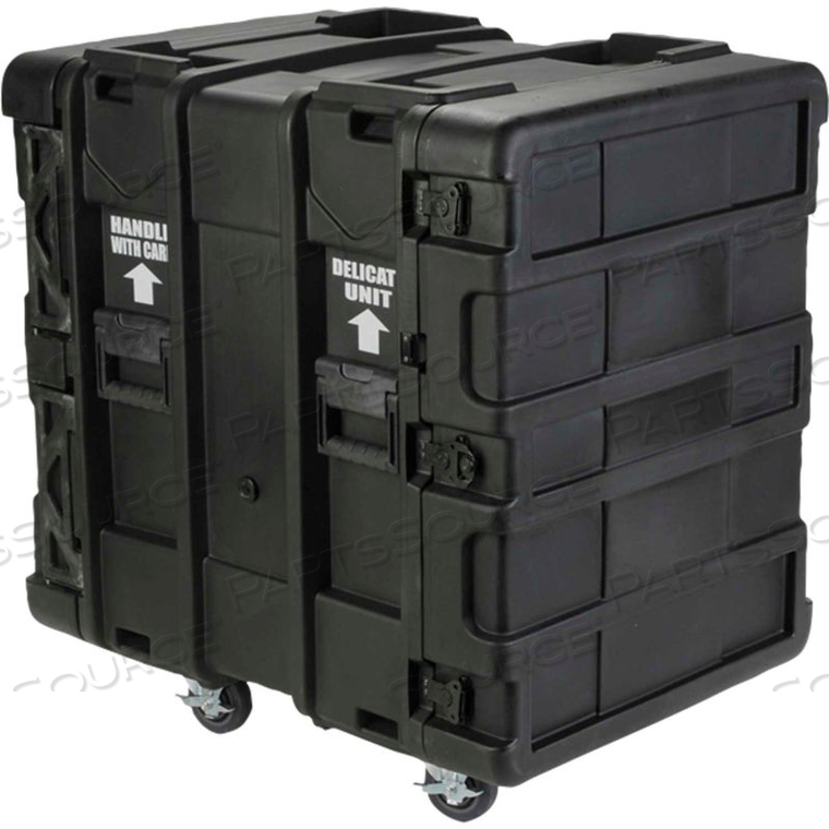 CASES 24" DEEP 14U ROTO SHOCK RACK BLACK, KEYED LOCK, WATER RESISTANT 