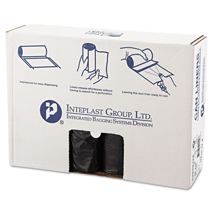 HIGH-DENSITY INTERLEAVED COMMERCIAL CAN LINERS, 45 GAL, 12 MICRONS, 40" X 48", BLACK, 25 BAGS/ROLL, 10 ROLLS/CARTON by Inteplast Group