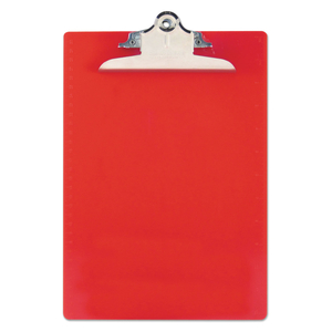 RECYCLED PLASTIC CLIPBOARD WITH RULER EDGE, 1" CLIP CAPACITY, HOLDS 8.5 X 11 SHEETS, RED by Saunders