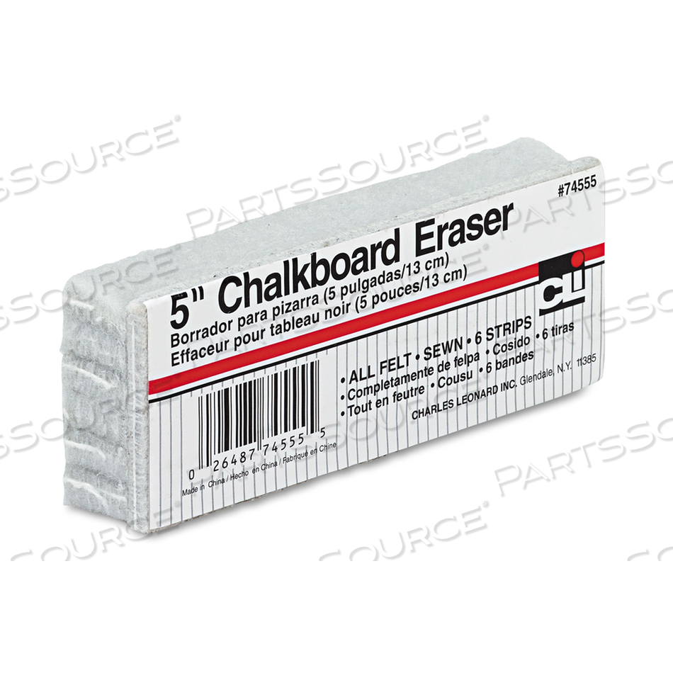 5-INCH CHALKBOARD ERASER, 5" X 2" X 1" by Charles Leonard 5-INCH CHALKBOARD ERASER, 5" X 2" X 1" by Charles Leonard