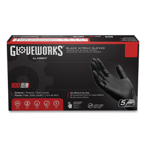 INDUSTRIAL NITRILE GLOVES, POWDER-FREE, 5 MIL, SMALL, BLACK 100 GLOVES/BOX, 10 BOXES/CARTON by Ammex