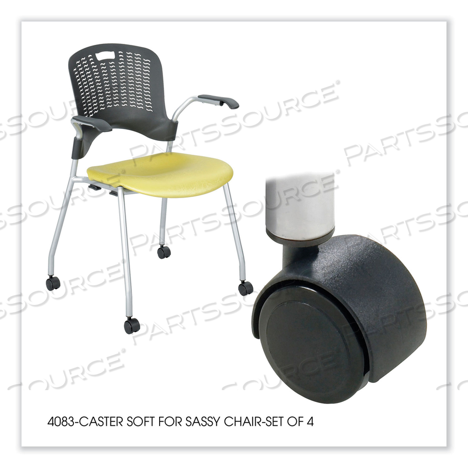 SASSY STACK CHAIR CASTERS, 2.5" WHEEL, BLACK, 4/SET 