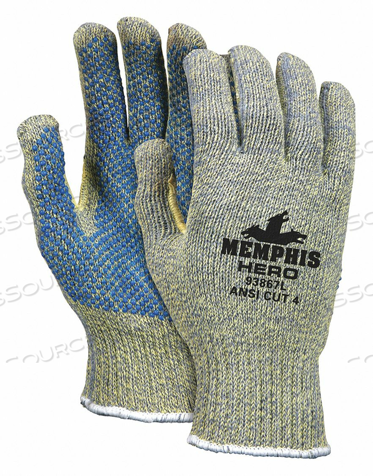 MCR SAFETY CUT PRO HERO A6, 7 GAUGE, REGULAR WEIGHT, KEVLAR/STAINLESS/NYLON, PVC DOTS 1 SIDE, CUT LEVEL A6, ABRASION 3, DEXTERITY 5 by MCR Safety