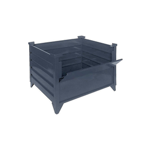 STACKABLE STEEL CONTAINER SOLID, DROP GATE, 48"L X 48"W X 24"H, UNPAINTED by Topper Industrial