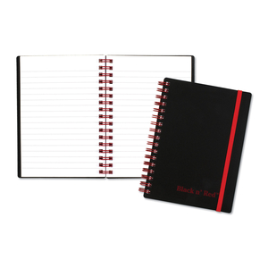 FLEXIBLE COVER TWINWIRE NOTEBOOK, SCRIBZEE COMPATIBLE, 1 SUBJECT, WIDE/LEGAL RULE, BLACK COVER, 5.88 X 4.13, 70 SHEETS by Black n' Red