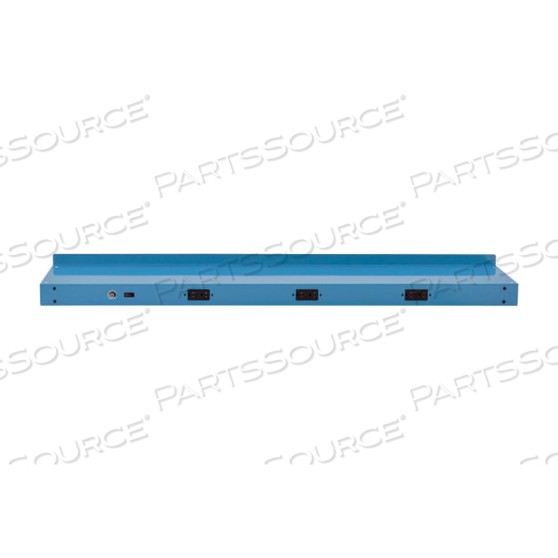 72 W X 12IN D BLUE STEEL UPPER SHELF WITH 3 DUPLEX OUTLETS 72 W X 12IN D BLUE STEEL UPPER SHELF WITH 3 DUPLEX OUTLETS