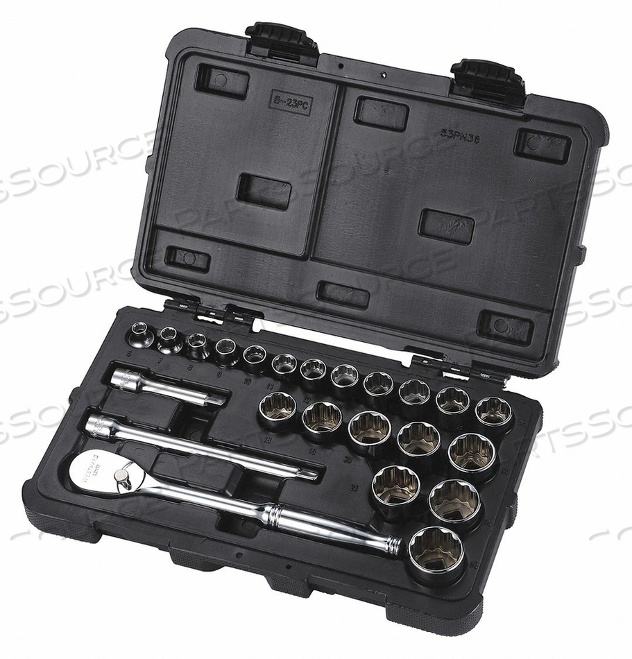 SOCKET SET 3/8 METRIC CHROME 23PCS by Westward SOCKET SET 3/8 METRIC CHROME 23PCS by Westward