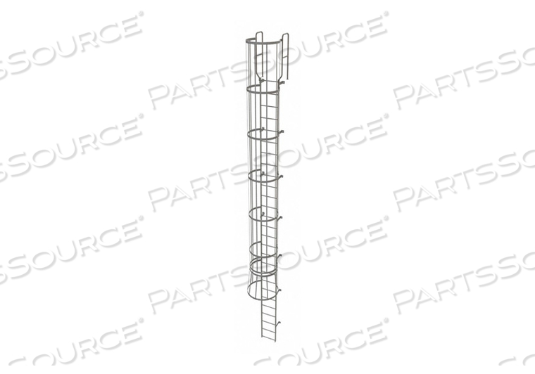 27 STEP STEEL CAGED WALK THROUGH FIXED ACCESS LADDER, GRAY by Tri-Arc