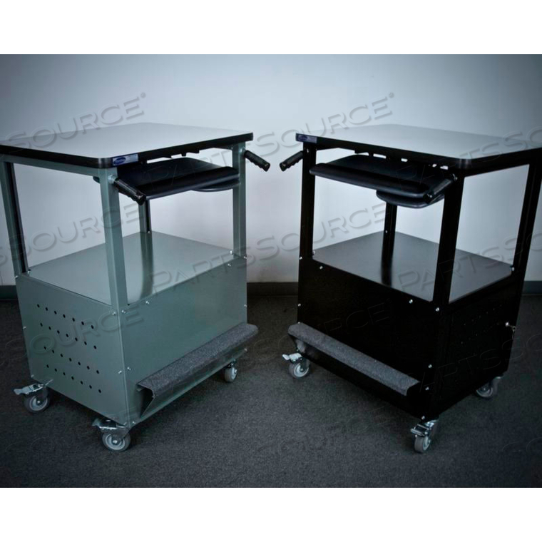 ENCLOSED BOTTOM COMPUTER CART, 30"W X 24"D X 40"H, GRAY by Stackbin Corporation