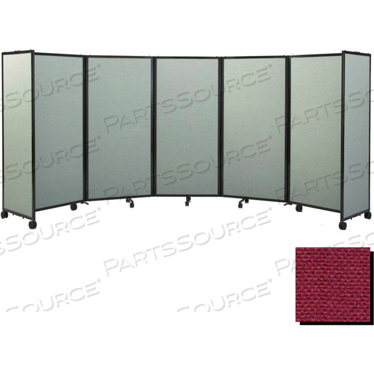 PORTABLE MOBILE ROOM DIVIDER, 7'6"X8'6" FABRIC, CRANBERRY 