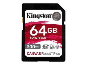 CANVAS REACT PLUS, FLASH MEMORY CARD, 64 GB, VIDEO CLASS V90 / UHS-II U3 / CLASS10, SDXC UHS-II (END OF LIFE / NO LONGER SUPPORTED BY OEM) by Kingston Technology