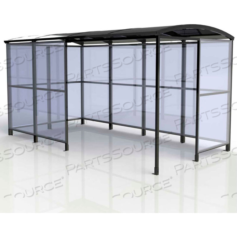 4-SIDED SMOKING SHELTER - FREESTANDING - 13'9"W X 7'D X 7'11"H ALUMINUM ROOF by No Butts Bin Co. 4-SIDED SMOKING SHELTER - FREESTANDING - 13'9"W X 7'D X 7'11"H ALUMINUM ROOF by No Butts Bin Co.