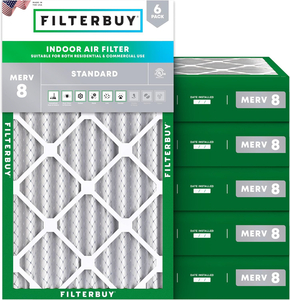 PLEATED HVAC FURNACE AIR FILTER, MERV 8, 12X30.5X4, PACKAGE OF 6 by Filterbuy, Inc.