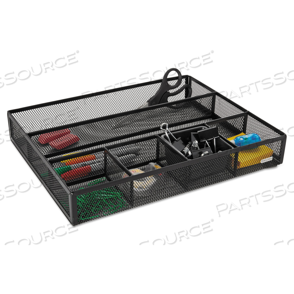METAL MESH DEEP DESK DRAWER ORGANIZER, SIX COMPARTMENTS, 15.25 X 11.88 X 2.5, BLACK by Rolodex METAL MESH DEEP DESK DRAWER ORGANIZER, SIX COMPARTMENTS, 15.25 X 11.88 X 2.5, BLACK by Rolodex