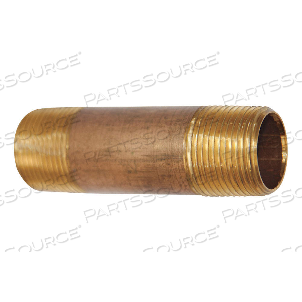 NIPPLE, RED BRASS, 1/4 IN NOMINAL PIPE SIZE, 8 IN OVERALL LG, THREADED ON BOTH ENDS, SCHEDULE 80 by Approved Vendor