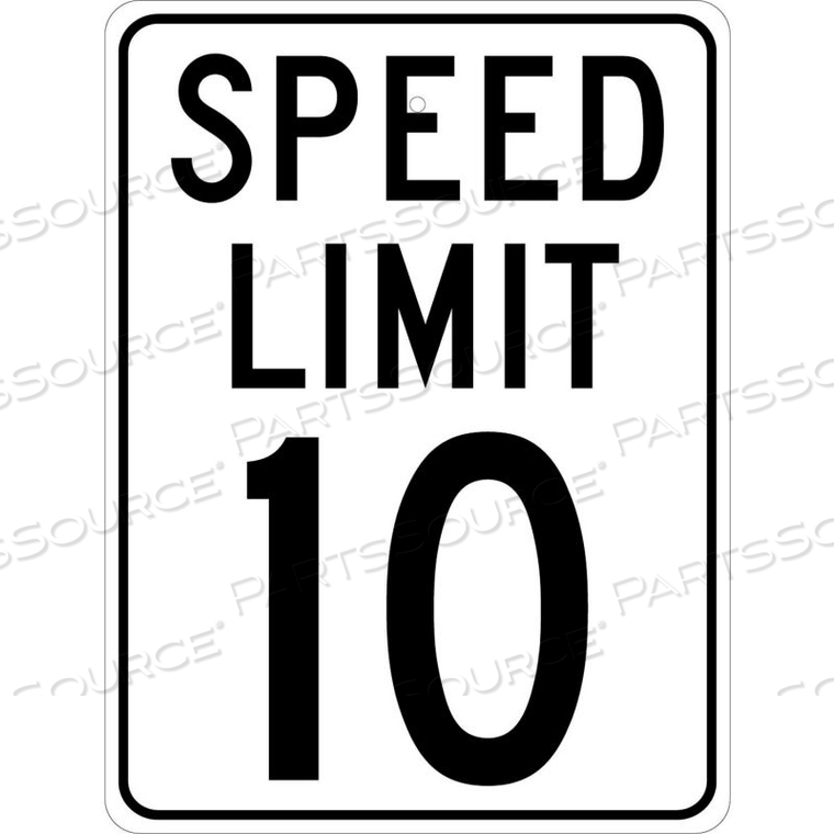 NMC TRAFFIC SIGN, 10 MPH SPEED LIMIT SIGN, 24" X 18", WHITE/BLACK by National Marker Company