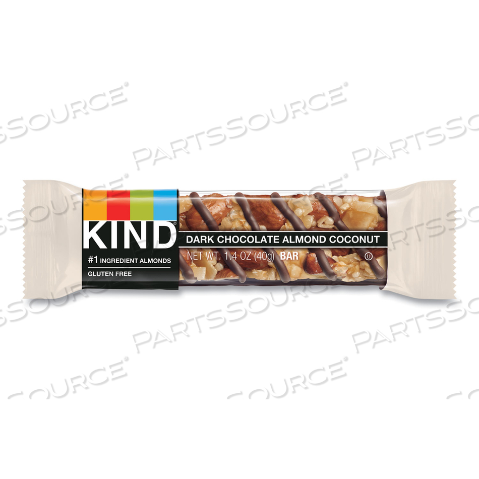 FRUIT AND NUT BARS, DARK CHOCOLATE ALMOND AND COCONUT, 1.4 OZ BAR by Kind FRUIT AND NUT BARS, DARK CHOCOLATE ALMOND AND COCONUT, 1.4 OZ BAR by Kind