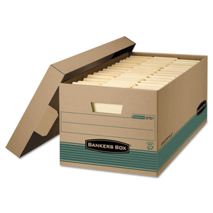 STOR/FILE MEDIUM-DUTY 100% RECYCLED STORAGE BOXES, LEGAL FILES, 15.88" X 25.38" X 10.25", KRAFT/GREEN, 12/CARTON by Bankers Box