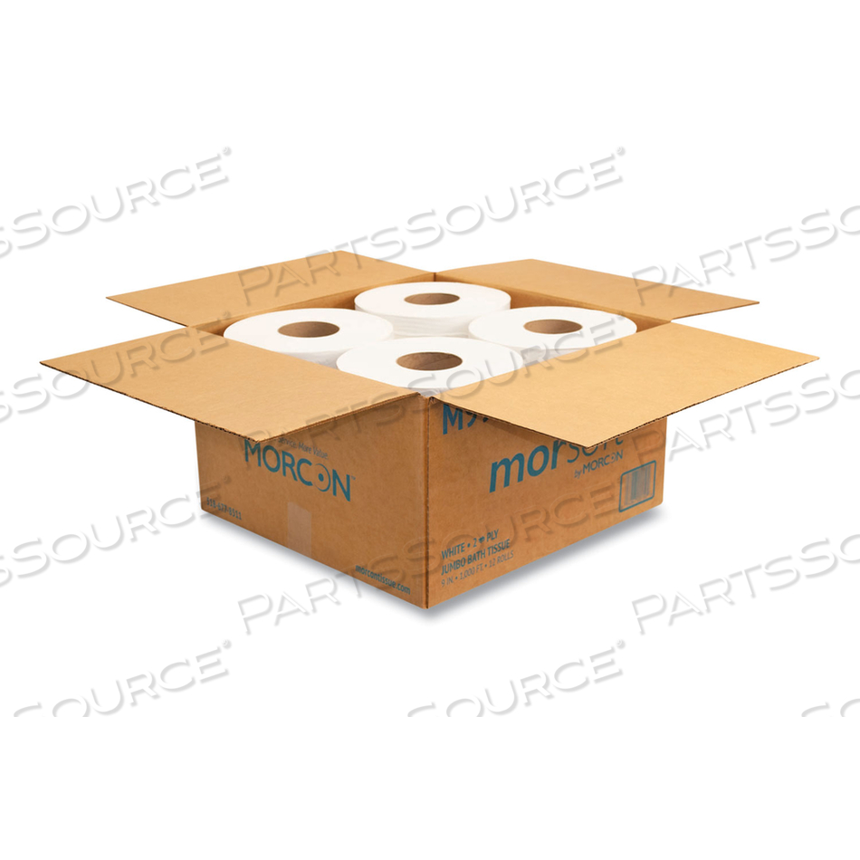 JUMBO BATH TISSUE, SEPTIC SAFE, 2-PLY, WHITE, 3.3" X 1,000 FT by Morcon Tissue