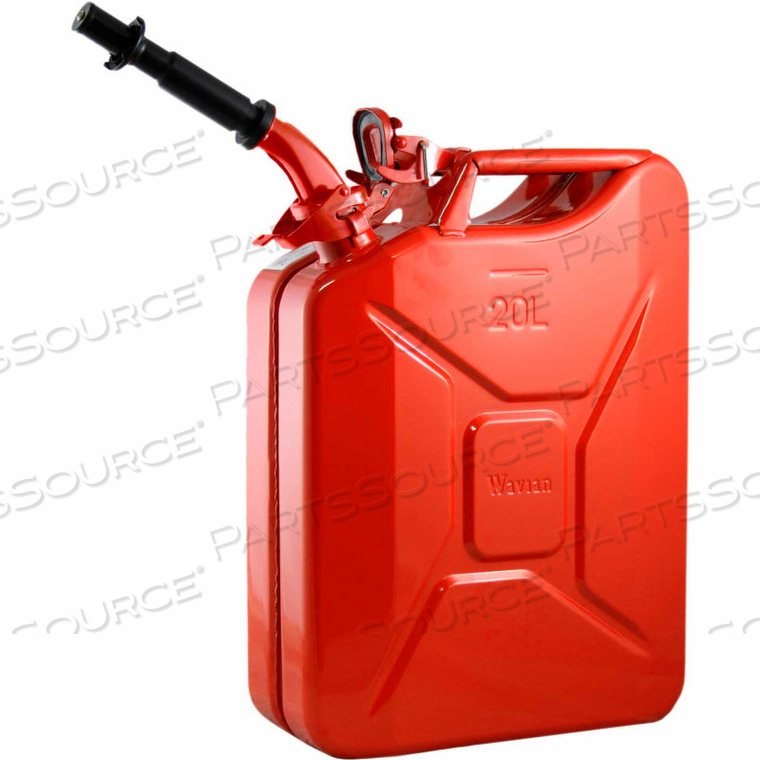 JERRY CAN W/SPOUT & SPOUT ADAPTER, RED, 20 LITER/5 GALLON CAPACITY - 3009 by Wavian USA JERRY CAN W/SPOUT & SPOUT ADAPTER, RED, 20 LITER/5 GALLON CAPACITY - 3009 by Wavian USA