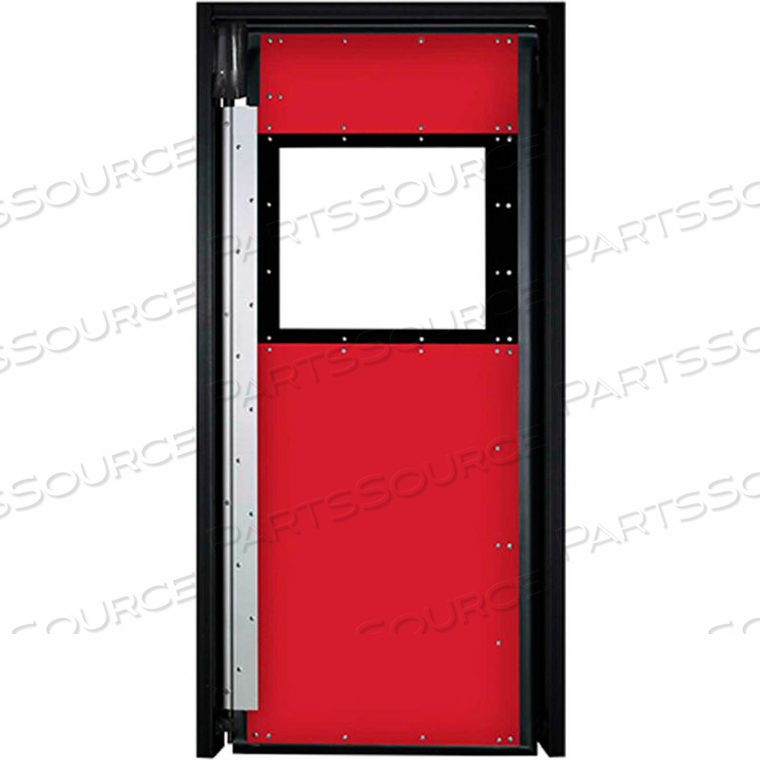 EXTRA HEAVY DUTY SINGLE PANEL IMPACT TRAFFIC DOOR 3'W X 7'H RED 