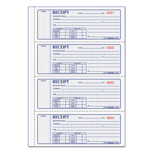 MONEY RECEIPT BOOK, SOFTCOVER, THREE-PART CARBONLESS, 7 X 2.75, 4 FORMS/SHEET, 100 FORMS TOTAL by Rediform MONEY RECEIPT BOOK, SOFTCOVER, THREE-PART CARBONLESS, 7 X 2.75, 4 FORMS/SHEET, 100 FORMS TOTAL by Rediform