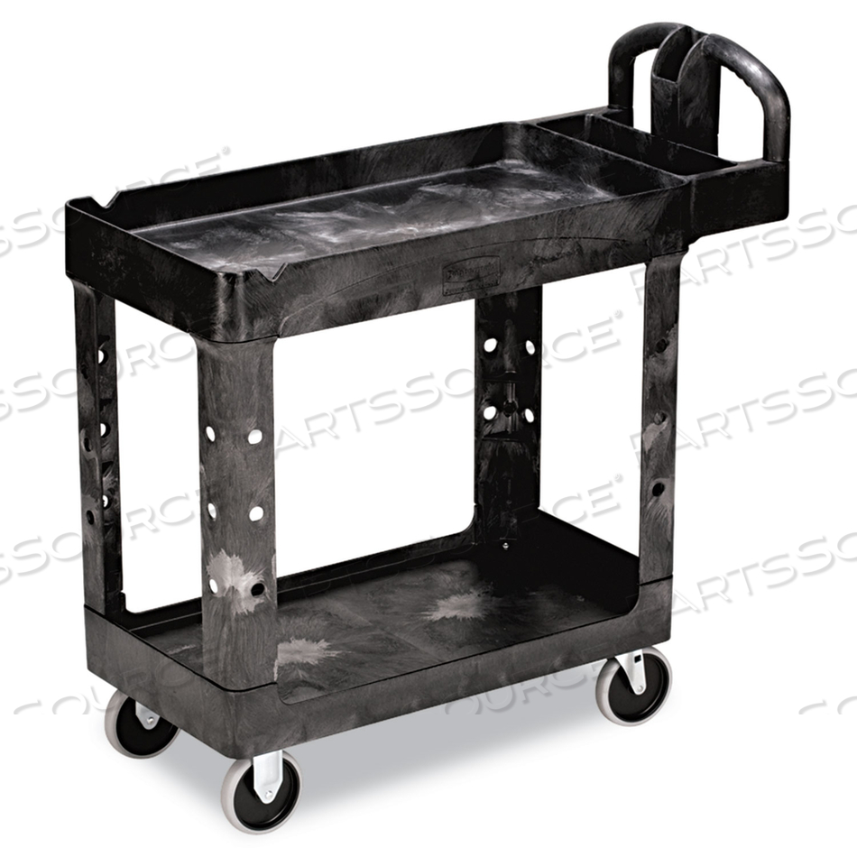UTILITY CART WITH DEEP LIPPED PLASTIC SHELVES, NUMBER OF SHELVES 2, LIP STYLE 4-SIDED LIPPED, LOAD CAPACITY 500 LB, SHELF LENGTH 31 1/4 IN,  by Rubbermaid Medical Division
